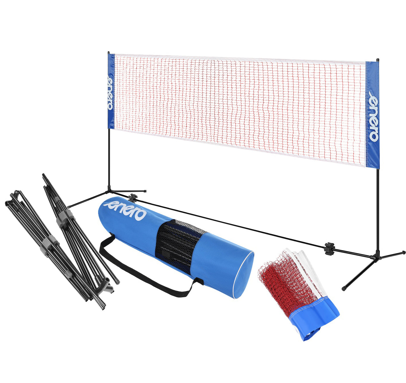 Fileu volei, tenis, badminton, Enero, inaltime reglabila 90-155 cm, cadru metalic, plasa poliester 310 x 76 cm, geanta depozitare inclusa Fileu volei, tenis, badminton, Enero, inaltime reglabila 90-155 cm, cadru metalic, plasa poliester 310 x 76 cm, geanta depozitare inclusa